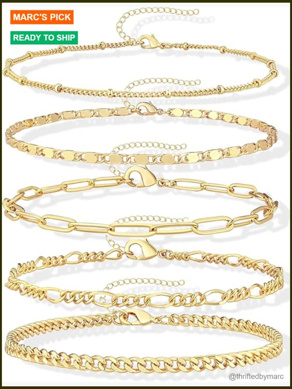 Gold Stackable Bracelets Set for Women Trendy Dainty Chain